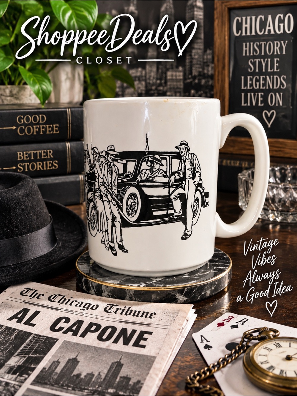 Vintage Al Capone Chicago Gangster Ceramic Mug